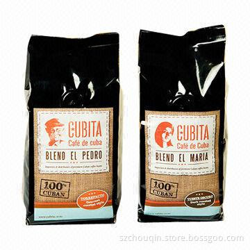 Cafe Bags with Aluminum Foil Material, Degassing Valve and Stand Up, Moisture and Light-proof